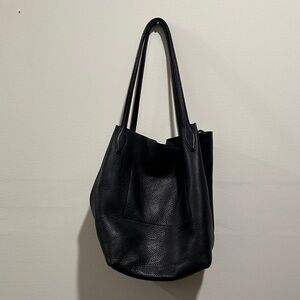 Madewell Elegant Black Leather The Shopper Tote Bag retails $198